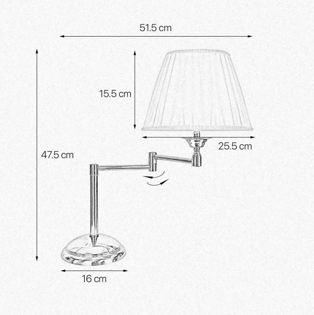 Giovanni Battista Tischlampe verstellbar 47,5 cm Messing Stoff E14* Tischlampen|Schlafzimmer Lampen