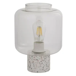 Best Searchlight Tischlampe Weiß 28 cm klein Glas Beton Terrazzo E27