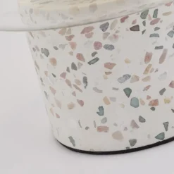 Best Searchlight Tischlampe Weiß 28 cm klein Glas Beton Terrazzo E27