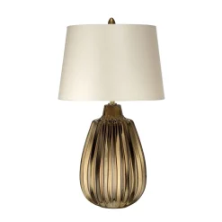 Clearance Elstead Tischlampe Weiß Bronze E27 55 cm Stoff Keramik