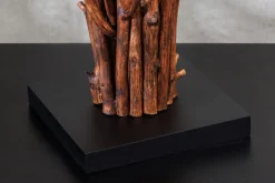 Invicta Interior Tischlampe Weiß Holz Stoff E27 H:58 cm gemütlich