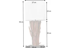 Invicta Interior Tischlampe Weiß Holz Stoff E27 H:58 cm gemütlich