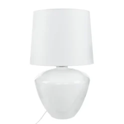 Sale TK Lighting Tischlampe Weiß Silber groß 62 cm Stoff Glas E27