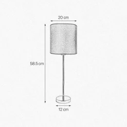 Giovanni Battista Tischleuchte 58,5 cm Ø 20 cm Stoff Messing Blau* Tischlampen|Schlafzimmer Lampen