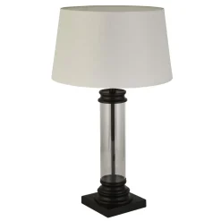 Searchlight Tischleuchte 63 cm Schwarz Weiß E27 Stoff Glas* Wohnzimmerlampen|Schlafzimmer Lampen