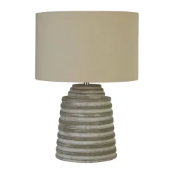 Searchlight Tischleuchte Beton Stoff 43 cm Ø 30 cm Grau E14 Modern