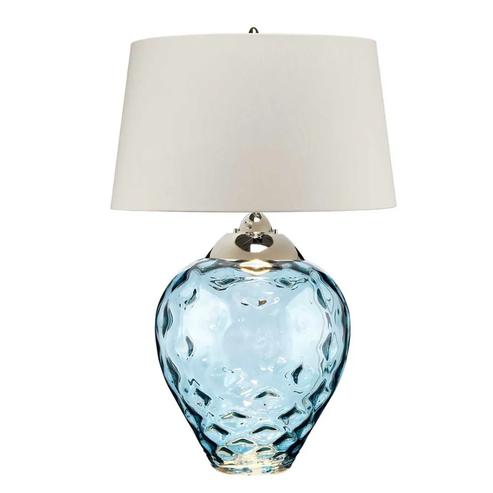 New Elstead Tischleuchte Blau Taupe 71,5 cm E27 beleuchteter Fuß LED GU10