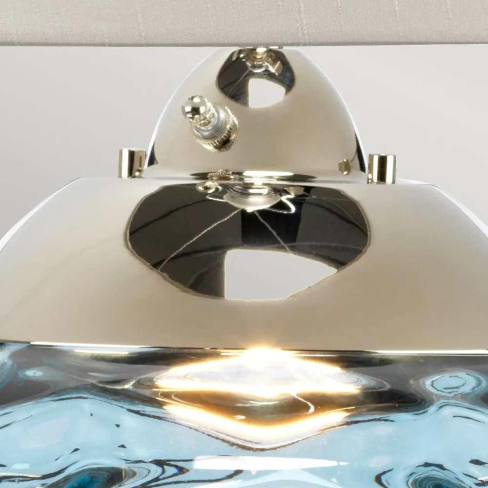 New Elstead Tischleuchte Blau Taupe 71,5 cm E27 beleuchteter Fuß LED GU10