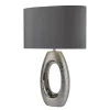 Searchlight Tischleuchte Chrom Grau E27 61 cm Stoff Keramik Modern* Stofflampen|Schlafzimmer Lampen