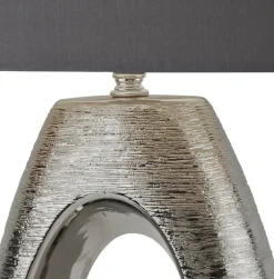 Searchlight Tischleuchte Chrom Grau E27 61 cm Stoff Keramik Modern* Stofflampen|Schlafzimmer Lampen