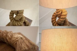 Invicta Interior Tischleuchte 85cm Modern kunstvoll maritim echtes Tau* Tischlampen|Schlafzimmer Lampen