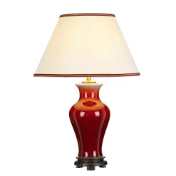 Elstead Tischleuchte Creme Rot 64 cm Keramik Stoff E27* Wohnzimmerlampen|Stofflampen