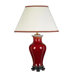 Elstead Tischleuchte Creme Rot 64 cm Keramik Stoff E27* Wohnzimmerlampen|Stofflampen
