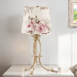 Jupiter Tischleuchte CRINE Shabby Chic 42cm Blumen* Stofflampen|Shabby Chic Lampen