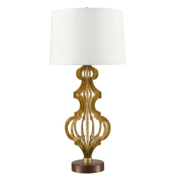 Best Elstead Tischleuchte DORUTI in Gold Weiß Ø41cm H84cm Lampe