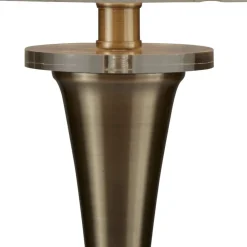 Searchlight Tischleuchte E27 62 cm Ø 30 cm in Messing Antik Natur* Stofflampen|Rustikale Lampen