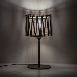 TK Lighting Tischleuchte E27 37 cm hoch Ø 20 cm rund Schwarz Braun* Schlafzimmer Lampen|Metall Lampen