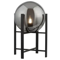 Searchlight Tischleuchte E27 43 cm Schwarz Rauchgrau Glas Metall* Glaslampen|Retro Lampen