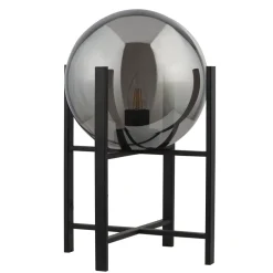 Searchlight Tischleuchte E27 43 cm Schwarz Rauchgrau Glas Metall* Glaslampen|Retro Lampen