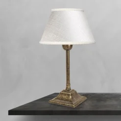 Sale Giovanni Battista Tischleuchte E14 Messing Stoff 29 cm in Bronze Antik Weiß