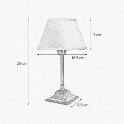 Sale Giovanni Battista Tischleuchte E14 Messing Stoff 29 cm in Bronze Antik Weiß