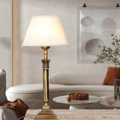 Discount Giovanni Battista Tischleuchte echtes Messing Stoff Abat