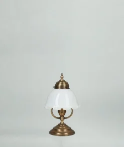 Berliner Messingleuchten Tischleuchte Floral Echt-Messing Glas Blüte E27 27 cm* Wohnzimmerlampen|Metall Lampen