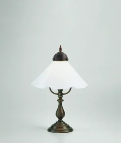 Sale Berliner Messingleuchten Tischleuchte Floral Echt-Messing Antik Glas E27 39 cm