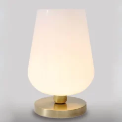 Giovanni Battista Tischleuchte Glas Echt-Messing Schlafzimmer TALIS* Glaslampen|Metall Lampen