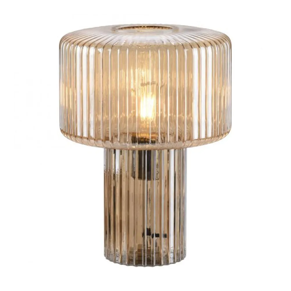 Paul Neuhaus Tischleuchte Glas in Bernstein E27 35 cm Pilz Retro* Wohnzimmerlampen|Schlafzimmer Lampen