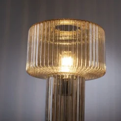 Paul Neuhaus Tischleuchte Glas in Bernstein E27 35 cm Pilz Retro* Wohnzimmerlampen|Schlafzimmer Lampen