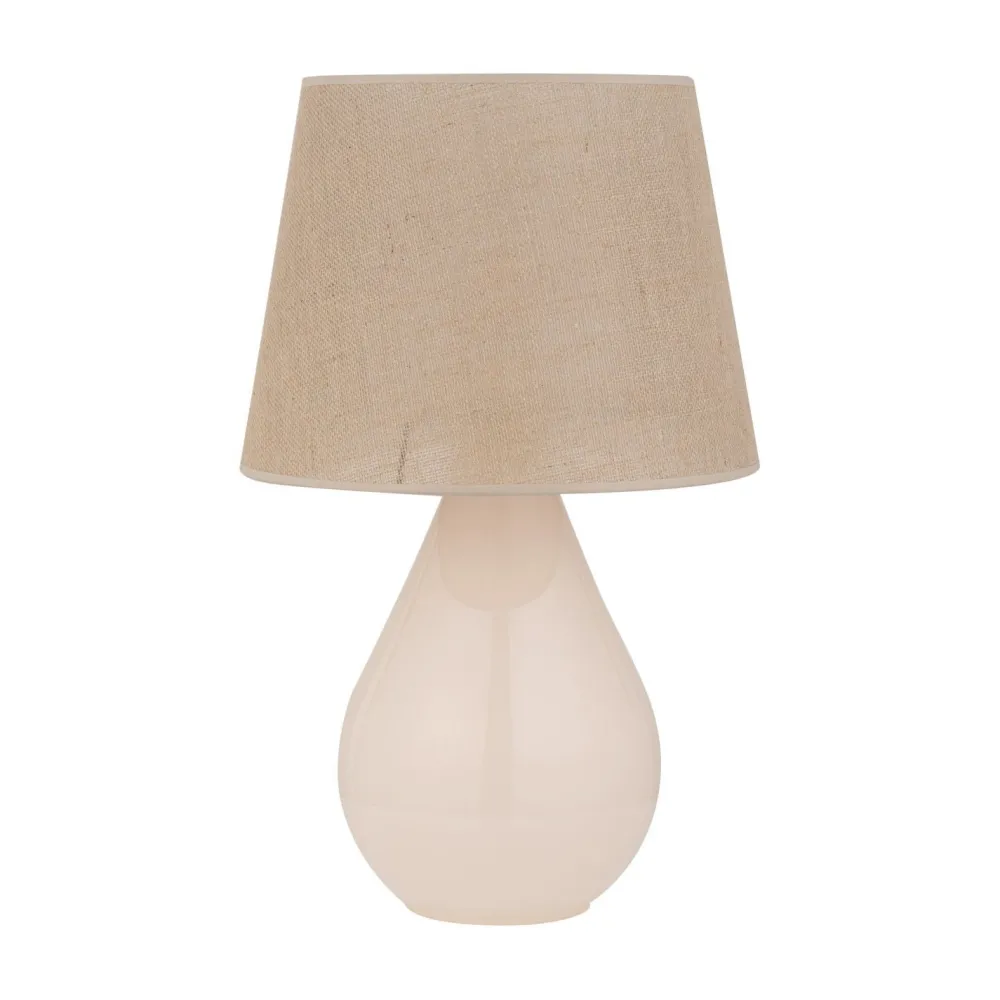 TK Lighting Tischleuchte Glas Jute 67 cm hoch Ecru Braun E27 RIKA* Nachttischlampen|Glaslampen