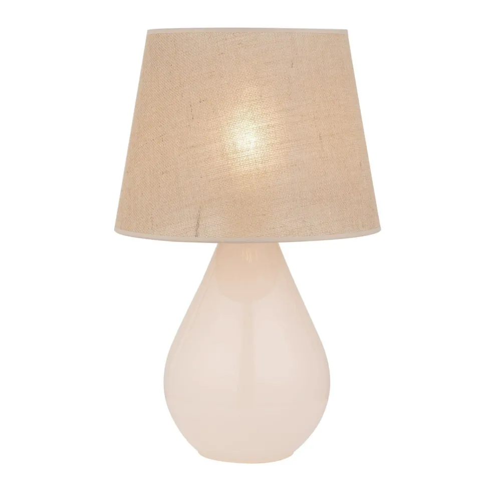 TK Lighting Tischleuchte Glas Jute 67 cm hoch Ecru Braun E27 RIKA* Nachttischlampen|Glaslampen