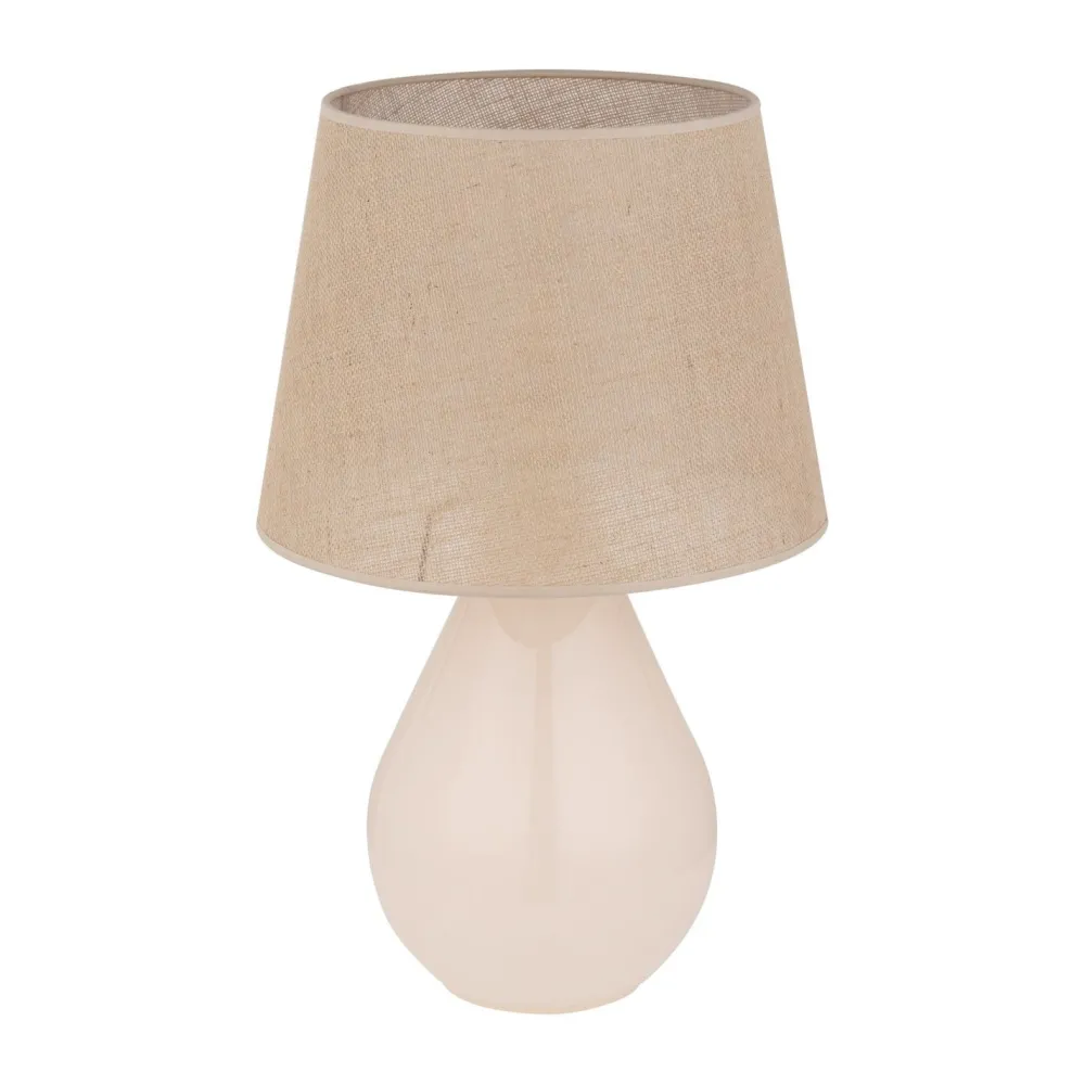 TK Lighting Tischleuchte Glas Jute 67 cm hoch Ecru Braun E27 RIKA* Nachttischlampen|Glaslampen