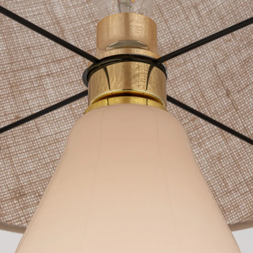 TK Lighting Tischleuchte Glas Jute 67 cm hoch Ecru Braun E27 RIKA* Nachttischlampen|Glaslampen