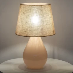 TK Lighting Tischleuchte Glas Jute 67 cm hoch Ecru Braun E27 RIKA* Nachttischlampen|Glaslampen