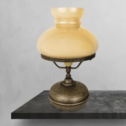 New Giovanni Battista Tischleuchte Glas Messing H: 36,5 cm E27 in Bronze Antik Creme