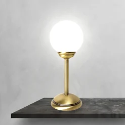 Giovanni Battista Tischleuchte Glas Messing H: 31 cm Kugelschirm E14 klein* Tischlampen|Badezimmer Lampe