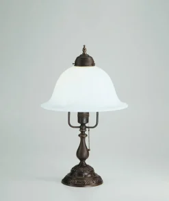 Sale Berliner Messingleuchten Tischleuchte Glas Messing Zugschalter E27 45 cm Antik