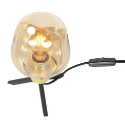 Steinhauer Tischleuchte Glas Metall in Schwarz Messing E27 23 cm* Tischlampen|Schlafzimmer Lampen