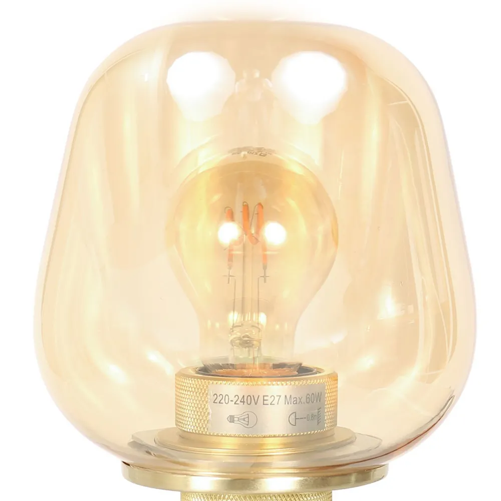 Steinhauer Tischleuchte Glas Metall in Schwarz Messing E27 23 cm* Tischlampen|Schlafzimmer Lampen