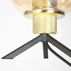 Steinhauer Tischleuchte Glas Metall in Schwarz Messing E27 23 cm* Tischlampen|Schlafzimmer Lampen