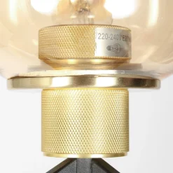 Steinhauer Tischleuchte Glas Metall in Schwarz Messing E27 23 cm* Tischlampen|Schlafzimmer Lampen