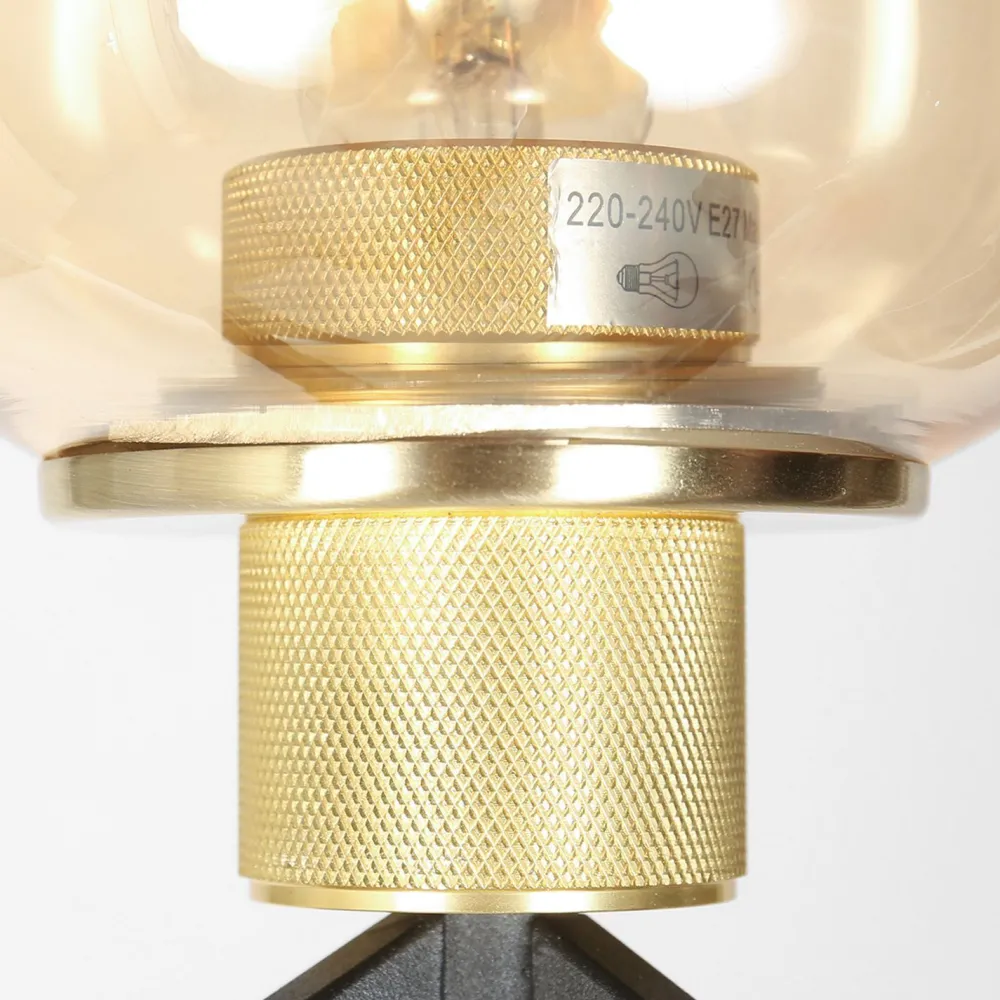 Steinhauer Tischleuchte Glas Metall in Schwarz Messing E27 23 cm* Tischlampen|Schlafzimmer Lampen