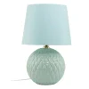 TK Lighting Tischleuchte Glas Stoff 60 cm hoch Mint Grün E27 DOLORES* Tischlampen|Schlafzimmer Lampen