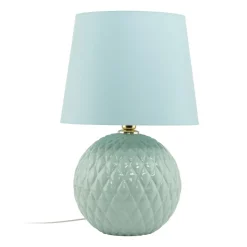 TK Lighting Tischleuchte Glas Stoff 60 cm hoch Mint Grün E27 DOLORES* Tischlampen|Schlafzimmer Lampen