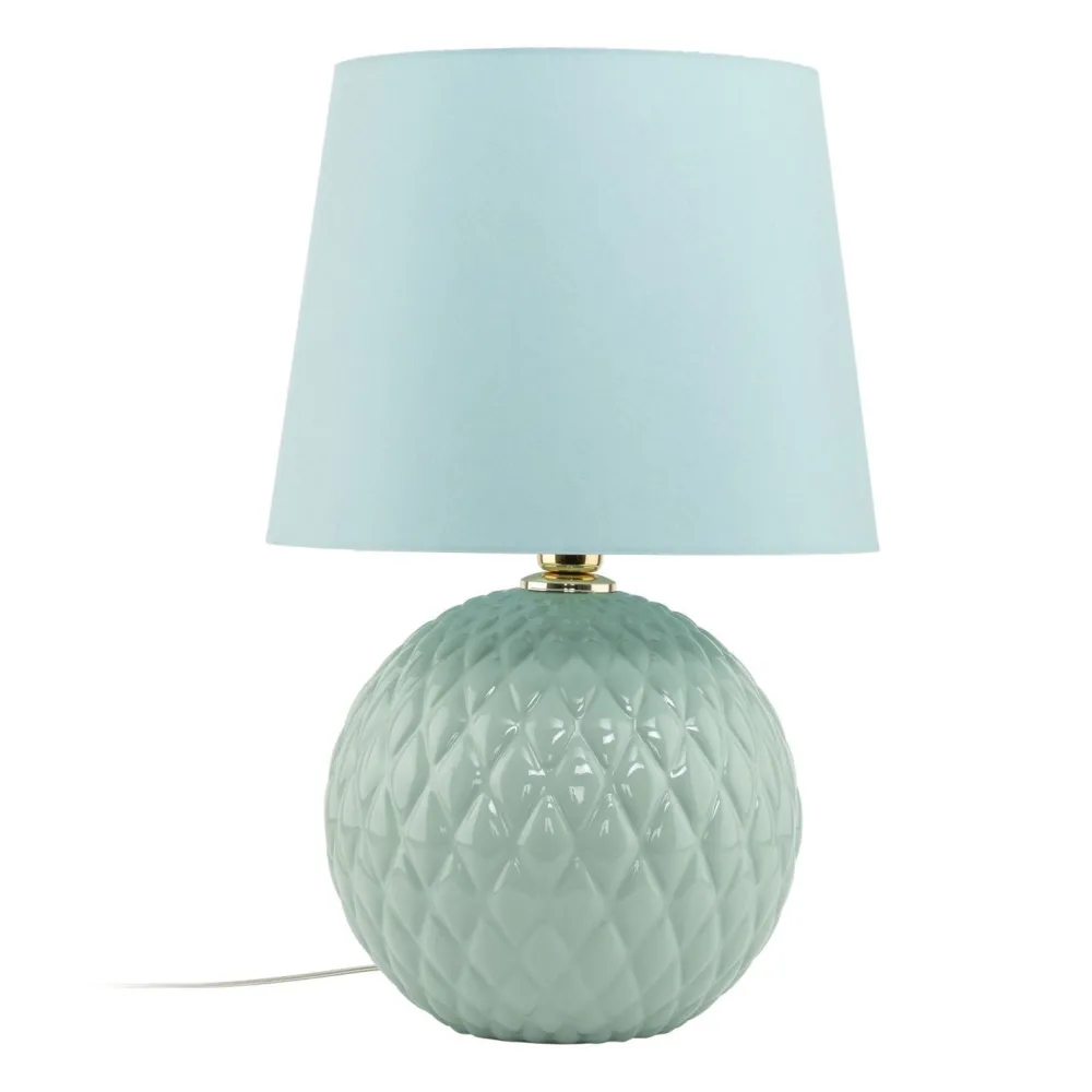 TK Lighting Tischleuchte Glas Stoff 60 cm hoch Mint Grün E27 DOLORES* Tischlampen|Schlafzimmer Lampen