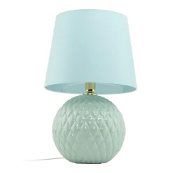 TK Lighting Tischleuchte Glas Stoff 60 cm hoch Mint Grün E27 DOLORES* Tischlampen|Schlafzimmer Lampen