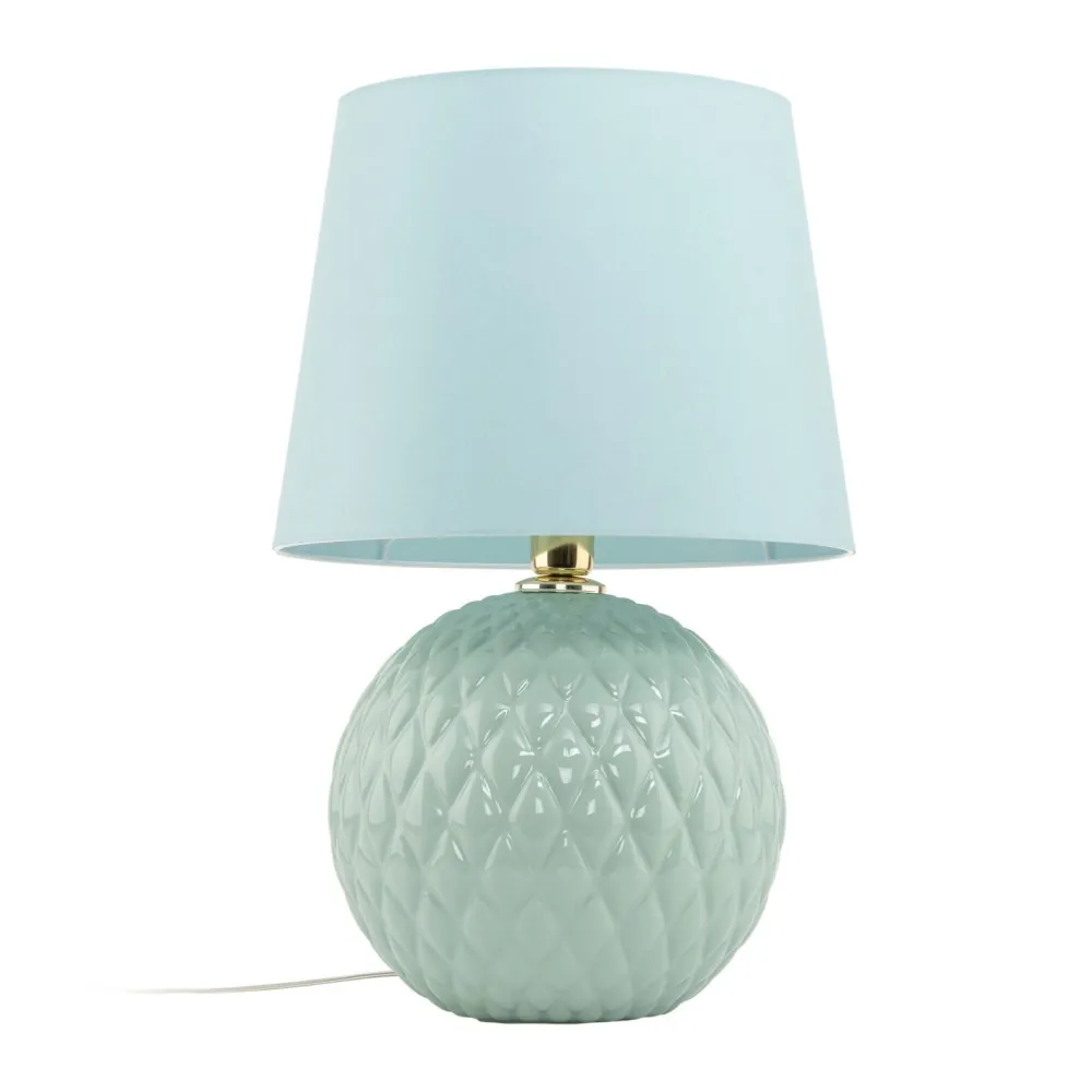 TK Lighting Tischleuchte Glas Stoff 60 cm hoch Mint Grün E27 DOLORES* Tischlampen|Schlafzimmer Lampen