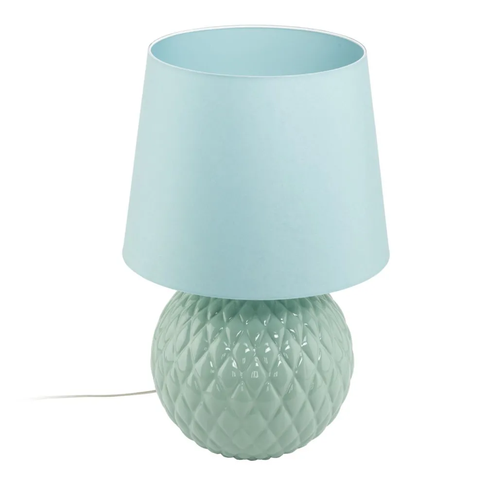 TK Lighting Tischleuchte Glas Stoff 60 cm hoch Mint Grün E27 DOLORES* Tischlampen|Schlafzimmer Lampen